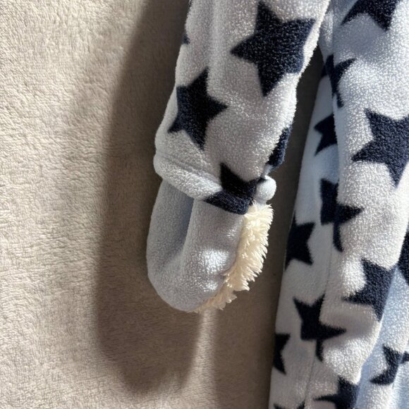 Old Navy Boys Fleece Blue Star Teddy Bear Hooded Footie Bunting 6-12 Month - Picture 6 of 9